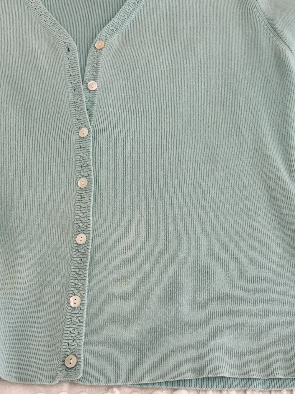 Finity 2 Pc Twinset Cardigan & Sleeveless Top 100% Cotton Knit Mint Green Sz PL - Picture 16 of 16